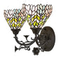 Meyda Lighting Wisteria 18" 2-Light Mahogany Bronze Wall Sconce With Multi-Colored Shade Glass