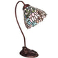 Meyda Lighting Wisteria 18" Mahogany Bronze Desk Table Lamp With Multi-Colored Stained Shade Glass
