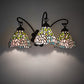 Meyda Lighting Wisteria 22" 3-Light Mahogany Bronze Wall Sconce With Multi-Colored Shade Glass