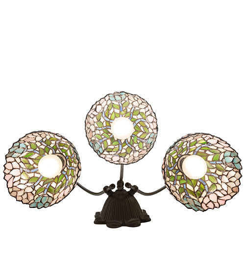 Meyda Lighting Wisteria 22" 3-Light Mahogany Bronze Wall Sconce With Multi-Colored Shade Glass