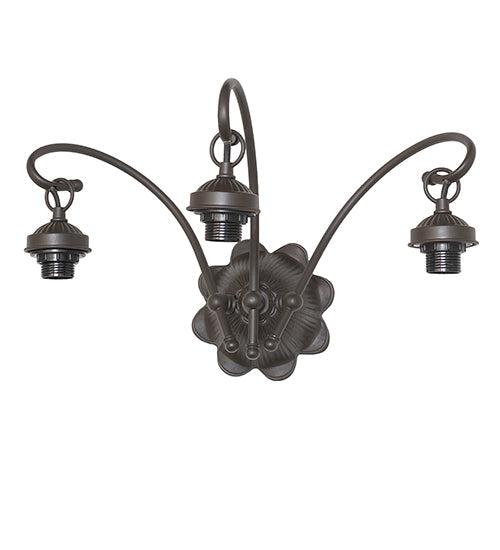 Meyda Lighting Wisteria 22" 3-Light Mahogany Bronze Wall Sconce With Multi-Colored Shade Glass