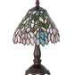Meyda Lighting Wisteria 27294 13" Mahogany Bronze Mini Table Lamp With Multi-Colored Shade Glass