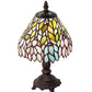 Meyda Lighting Wisteria 27294 13" Mahogany Bronze Mini Table Lamp With Multi-Colored Shade Glass