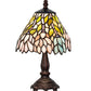 Meyda Lighting Wisteria 27294 13" Mahogany Bronze Mini Table Lamp With Multi-Colored Shade Glass