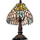 Meyda Lighting Wisteria 27294 13" Mahogany Bronze Mini Table Lamp With Multi-Colored Shade Glass