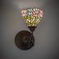 Meyda Lighting Wisteria 36114 7" Mahogany Bronze Wall Sconce With Multi-Colored Shade Glass