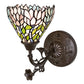 Meyda Lighting Wisteria 36114 7" Mahogany Bronze Wall Sconce With Multi-Colored Shade Glass