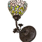 Meyda Lighting Wisteria 36114 7" Mahogany Bronze Wall Sconce With Multi-Colored Shade Glass