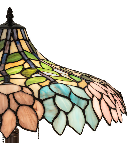 Meyda Lighting Wisteria 60" 3-Light Mahogany Bronze Floor Lamp With Multi-Colored Shade Glass