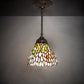 Meyda Lighting Wisteria 7" Mahogany Bronze Mini Pendant Light With Multi-Colored Stained Shade Glass