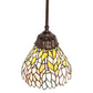 Meyda Lighting Wisteria 7" Mahogany Bronze Mini Pendant Light With Multi-Colored Stained Shade Glass