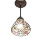 Meyda Lighting Wisteria 7" Mahogany Bronze Mini Pendant Light With Multi-Colored Stained Shade Glass