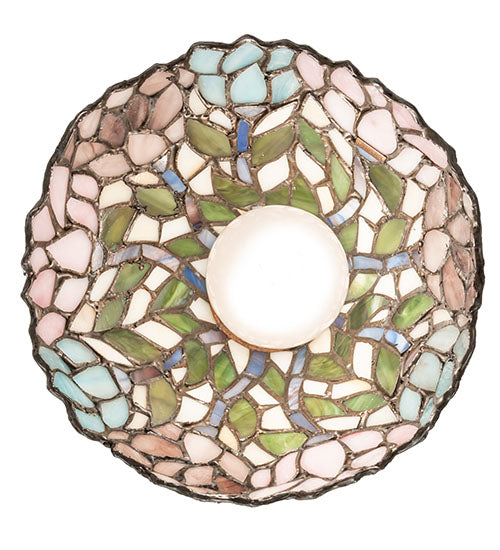 Meyda Lighting Wisteria 7" Mahogany Bronze Mini Pendant Light With Multi-Colored Stained Shade Glass