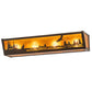 Meyda Lighting Wolf and Eagle on the Loose 24" 4-Light Timeless Bronze Vein Vanity Light With Amber Mica Shade Glass