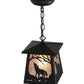 Meyda Lighting Wolf at Dawn 10" Textured Black Mini Pendant Light With Silver Mica Shade Glass