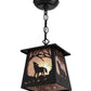 Meyda Lighting Wolf at Dawn 10" Textured Black Mini Pendant Light With Silver Mica Shade Glass