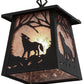 Meyda Lighting Wolf at Dawn 10" Textured Black Mini Pendant Light With Silver Mica Shade Glass