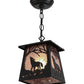 Meyda Lighting Wolf at Dawn 10" Textured Black Mini Pendant Light With Silver Mica Shade Glass