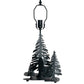 Meyda Lighting Wolf at Dawn 22" 2-Light Black Satin Wrought Iron Table Lamp With Amber Mica Shade Glass and Lighted Base