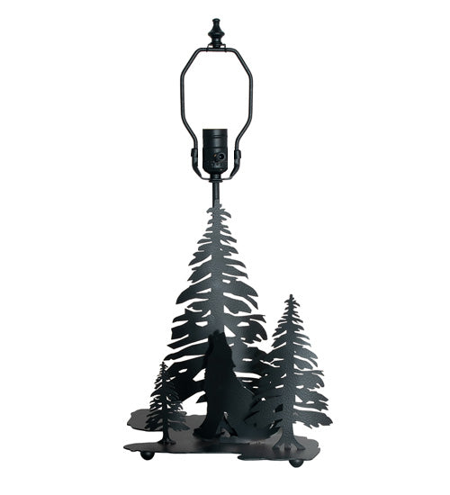 Meyda Lighting Wolf at Dawn 22" 2-Light Black Satin Wrought Iron Table Lamp With Amber Mica Shade Glass and Lighted Base