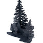 Meyda Lighting Wolf at Dawn 22" 2-Light Black Satin Wrought Iron Table Lamp With Amber Mica Shade Glass and Lighted Base