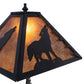 Meyda Lighting Wolf at Dawn 22" 2-Light Black Satin Wrought Iron Table Lamp With Amber Mica Shade Glass and Lighted Base