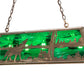 Meyda Lighting Wolf at Lake 48" 6-Light Antique Copper Island Pendant Light With Emerald Green Art Shade Glass