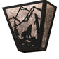 Meyda Lighting Wolf on the Loose 13" 2-Light Black Satin Wrought Iron Wall Sconce With Silver Mica Shade Glass