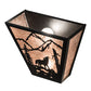 Meyda Lighting Wolf on the Loose 13" 2-Light Black Satin Wrought Iron Wall Sconce With Silver Mica Shade Glass