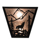 Meyda Lighting Wolf on the Loose 13" 2-Light Black Satin Wrought Iron Wall Sconce With Silver Mica Shade Glass