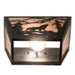 Meyda Lighting Wolf on the Loose 13" 2-Light Black Satin Wrought Iron Wall Sconce With Silver Mica Shade Glass