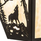 Meyda Lighting Wolf on the Loose 13" 2-Light Timeless Bronze Wall Sconce With Beige Art Shade Glass