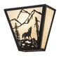 Meyda Lighting Wolf on the Loose 13" 2-Light Timeless Bronze Wall Sconce With Beige Art Shade Glass