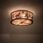 Meyda Lighting Wolf on the Loose 18" 4-Light Rust Flush Mount Light With Silver Mica Shade Glass