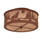 Meyda Lighting Wolf on the Loose 18" 4-Light Rust Flush Mount Light With Silver Mica Shade Glass