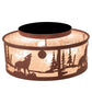 Meyda Lighting Wolf on the Loose 18" 4-Light Rust Flush Mount Light With Silver Mica Shade Glass