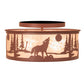 Meyda Lighting Wolf on the Loose 18" 4-Light Rust Flush Mount Light With Silver Mica Shade Glass