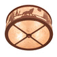 Meyda Lighting Wolf on the Loose 18" 4-Light Rust Flush Mount Light With Silver Mica Shade Glass