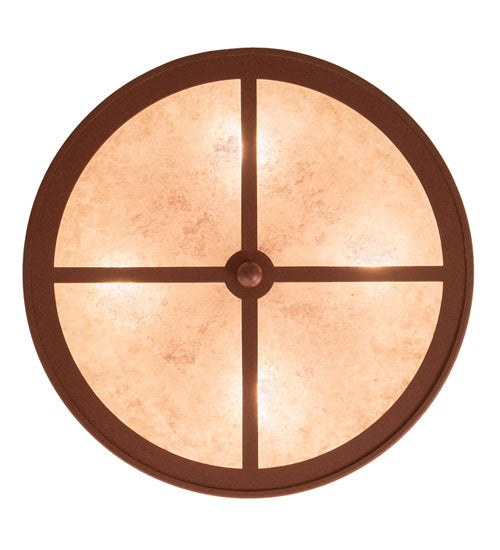 Meyda Lighting Wolf on the Loose 18" 4-Light Rust Flush Mount Light With Silver Mica Shade Glass