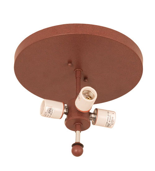 Meyda Lighting Wolf on the Loose 18" 4-Light Rust Flush Mount Light With Silver Mica Shade Glass