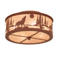 Meyda Lighting Wolf on the Loose 18" 4-Light Rust Flush Mount Light With Silver Mica Shade Glass