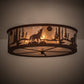 Meyda Lighting Wolf on the Loose 23" 4-Light Rust Flush Mount Light With Silver Mica Shade Glass