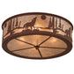 Meyda Lighting Wolf on the Loose 23" 4-Light Rust Flush Mount Light With Silver Mica Shade Glass