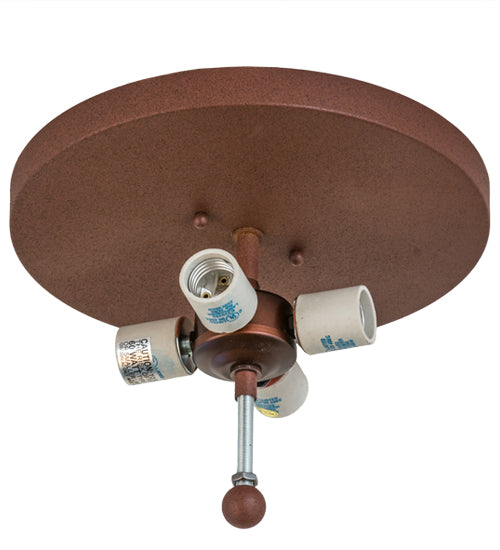 Meyda Lighting Wolf on the Loose 23" 4-Light Rust Flush Mount Light With Silver Mica Shade Glass