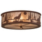 Meyda Lighting Wolf on the Loose 23" 4-Light Rust Flush Mount Light With Silver Mica Shade Glass