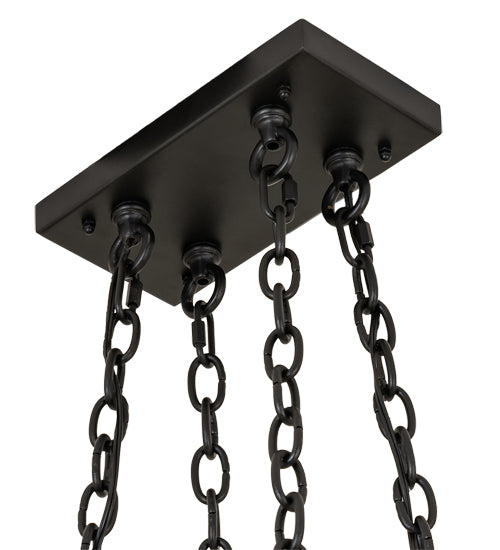 Meyda Lighting Wood Beam 42" 8-Light Textured Black & American Walnut Chandelier With Clear Crystal Idalight Shade