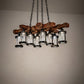 Meyda Lighting Wood Beam 42" 8-Light Textured Black & American Walnut Chandelier With Clear Crystal Idalight Shade
