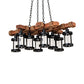 Meyda Lighting Wood Beam 42" 8-Light Textured Black & American Walnut Chandelier With Clear Crystal Idalight Shade