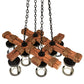 Meyda Lighting Wood Beam 42" 8-Light Textured Black & American Walnut Chandelier With Clear Crystal Idalight Shade