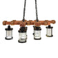 Meyda Lighting Wood Beam 42" 8-Light Textured Black & American Walnut Chandelier With Clear Crystal Idalight Shade